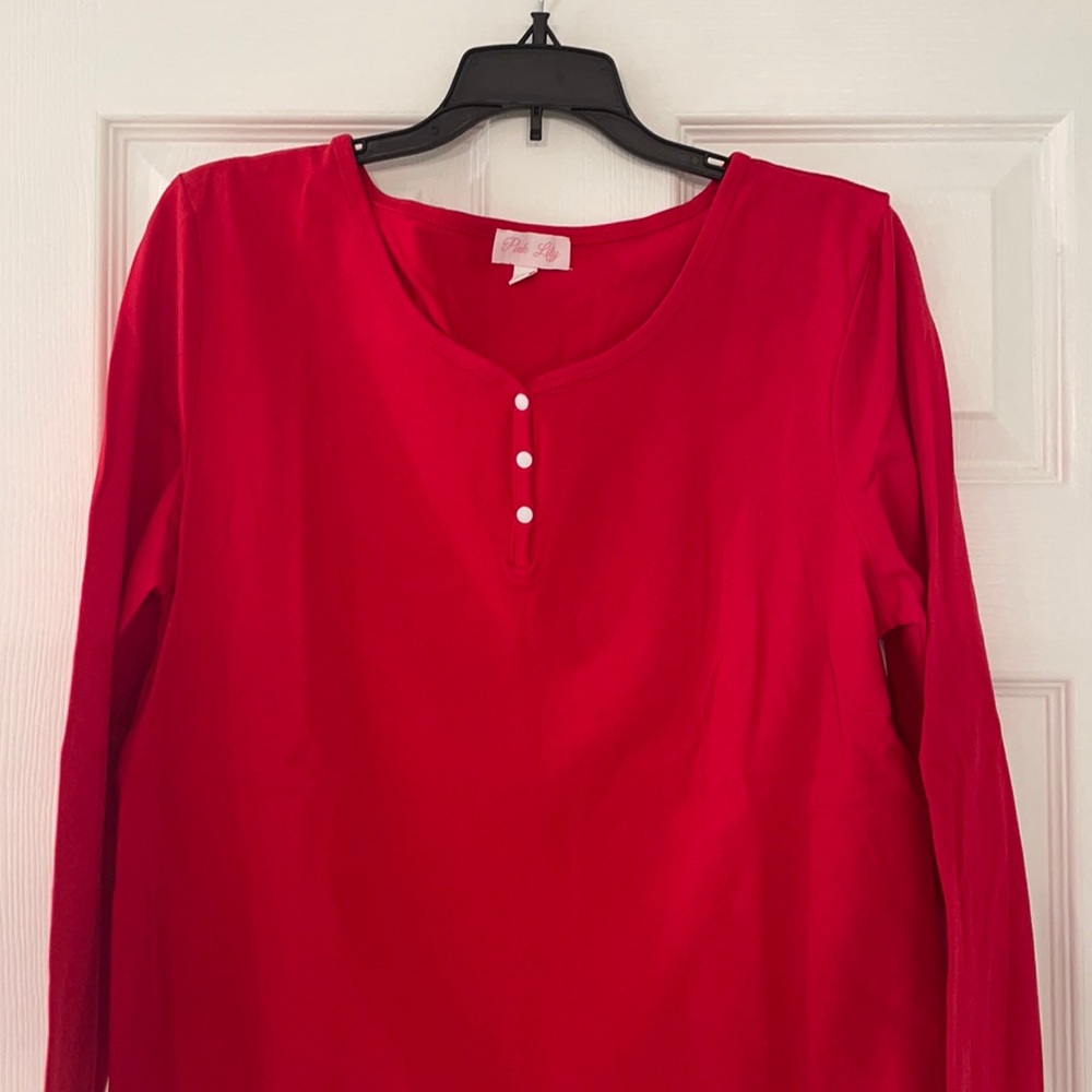NWT Pink Lily Red Long Sleeve Tee - Picture 6 of 8